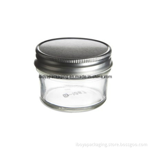 Eco Mason Tapered Glass Jar 4 Oz W/ Silver Lid